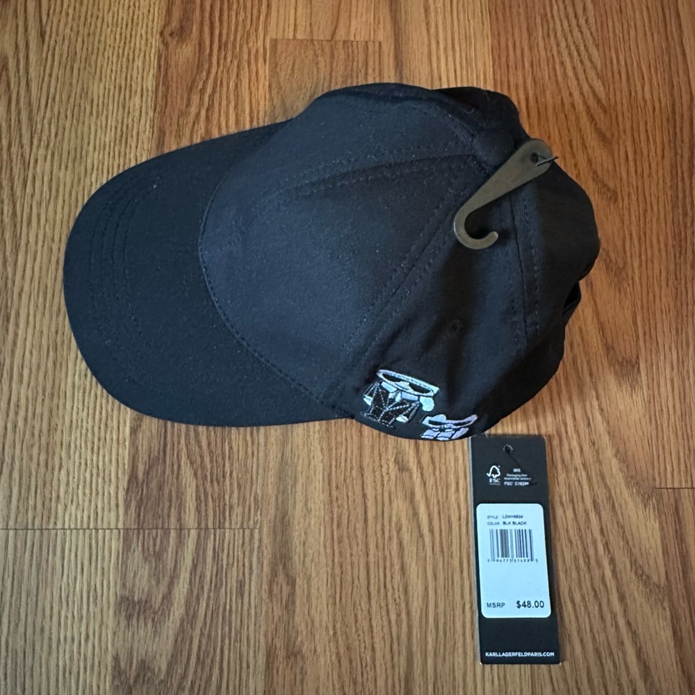 Karl Lagerfeld Paris Embroidered Baseball Cap Women's One Size Black Adjustable